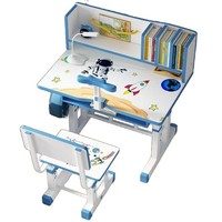 Ensemble de bureau et chaise d'étude pour enfants, bureau réglable en hauteur pour les élèves du primaire, bibliothèque moderne incluse