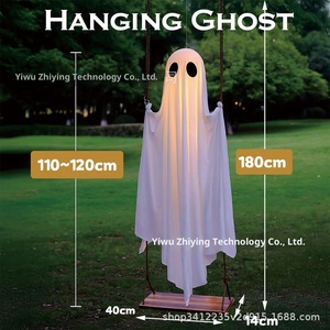 Grande Decorazione Fantasma Sospeso Luminoso per <span class=keywords><strong>Esterni</strong></span>, Adorabile Addobbo di <span class=keywords><strong>Halloween</strong></span> per Portico/Giardino - Product Image 4