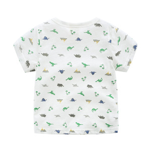 Importateur en gros de produits chinois en Inde, Delhi : T-shirt blanc à manches courtes pour enfants, motif dinosaure - Product Image 4