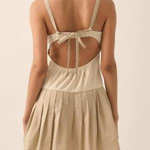 เดรสแฟชั่นคุณภาพสูงทรงเข้ารูปสำหรับผู้หญิง เดรสผ้าลินินช่วยกระชับสัดส่วนสำหรับผู้หญิง ฤดูร้อน สีพื้น เซ็กซี่ เปิดไหล่ เดรสสั้น - Product Image 6