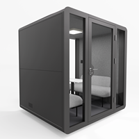 Cabine de réunion acoustique moderne mobile pour 4 personnes, insonorisée, avec structure en alliage d'aluminium, éclairage LED, pour bureau modulaire