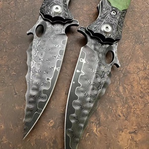 Couteau tactique personnalisable Green Demon, acier inoxydable de haute qualité, lame fixe, étui industriel, design en bois stable. - Product Image 3