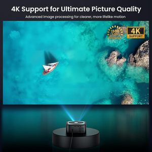 Projecteur intelligent Haprun 1500 lumens ANSI 4K Full HD Android 11 Google TV Home Cinéma avec mise au point automatique pour son Wi-Fi portable - Product Image 4