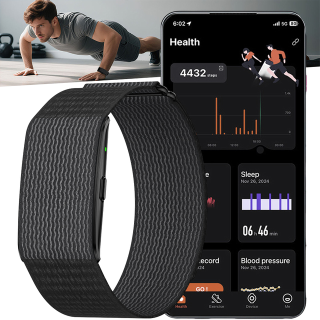 ODM Screenless Fitness Tracker Smart Bracelet 24H Heart Rate Blood Pressure Monitor GPS Running AI Health Report