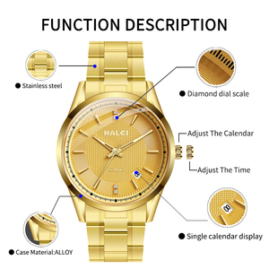 Montre à quartz pour homme HALEI, cadran rond, affichage analogique de la date, mouvement japonais, vente en gros - Product Image 6
