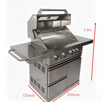 Barbecue à gaz 5 brûleurs, barbecue autonome en acier inoxydable avec tiroirs de rangement et robinet d'arrêt de sécurité pour cuisine extérieure