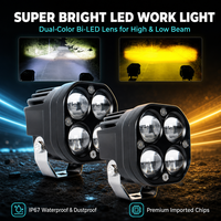 Lampe de travail LED bicolore 40W 3 pouces blanc ambre, projecteur tout-terrain pour camion, SUV, VTT, moto