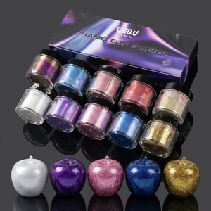 LEQU Polvo de Mica Camaleón Iridiscente Alegre y Divertido, 10 Colores, Pigmento que Cambia de Color para Pintura y Proyectos Hechos a Mano - Product Image 1