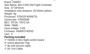 Hakrc <span class=keywords><strong>F405</strong></span> D ตัวควบคุมการบิน F4ขนาดเล็กแบบบูรณาการ OSD 10V BEC 3S-6S สำหรับ geprc hglrc <span class=keywords><strong>iflight</strong></span> diatone Racing Drone zld - Product Image 3