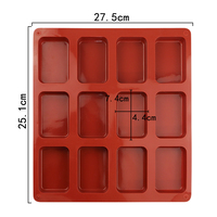 Moule à gâteau en silicone à 12 cavités carrées, référence 1026, pour la fabrication artisanale de savon, de bougies et de résine, réutilisable