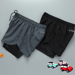Quần short thể thao nam co giãn nhanh khô 5 inch 2 trong 1 kiểu trơn chất liệu polyester, thích hợp cho CrossFit, chạy bộ, mặc thường ngày và tập luyện - Product Image 2