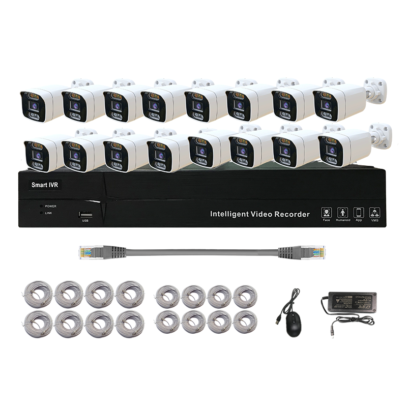 16 Channel 4K 8MP IP Cameras Set Two Way Audio Intelligent Bullet Network Camera CCTV System Waterproof AI POE NVR Kit