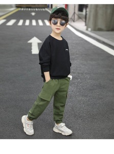 Vêtements pour enfants, nouveau design, pull noir à lettres pour enfants et ensemble pantalon sarouel, garçon - Product Image 6