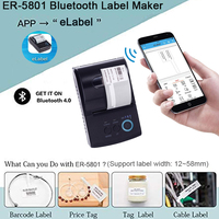 Mini-imprimante thermique d'étiquettes codes-barres multifonction Bluetooth pour points de vente, magasins de détail, papier noir et blanc 58 mm, sans fil