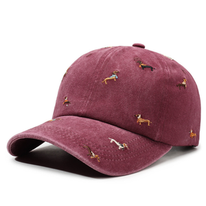 Gorras de Béisbol de Algodón Lavado Estilo Vintage con Bordado de Dachshund <span class=keywords><strong>en</strong></span> Toda la Superficie, Venta al Por Mayor, Logotipo Personalizado OEM/ODM, MOQ Bajo para Hombres y Mujeres - Product Image 3