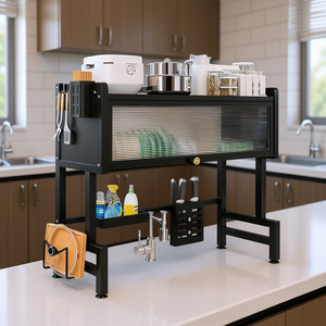 Estante de Almacenamiento Multifuncional para Cocina con Bandeja para Platos, para Puerta de Armario, 63cm 83cm 103cm, Escurridor de Encimera Independiente - Product Image 2