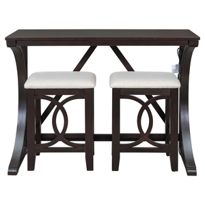 Ensemble de table à manger extensible et pliable <span class=keywords><strong>TOPMAX</strong></span> moderne en 3 parties, hauteur comptoir, avec port USB et tabourets rembourrés - Product Image 4