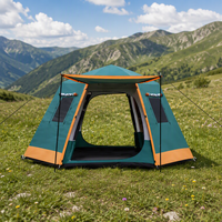 Tente de camping automatique hexagonale gonflable toutes saisons, Oxford 150D noir enduit, double couche, imperméable 2000-3000 mm, pour 2 à 8 personnes