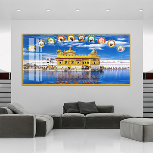 Cuadro <span class=keywords><strong>de</strong></span> Arte Mural <span class=keywords><strong>de</strong></span> <span class=keywords><strong>Vidrio</strong></span> con Pinturas <span class=keywords><strong>de</strong></span> la India, Templo Dorado del Sikhismo en Amritsar, Tierra Santa Musulmana, Imagen Personalizada <span class=keywords><strong>de</strong></span> la India - Product Image 2