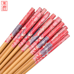Palillos de bambú redondos con diseño floral para uso doméstico, juego familiar - Product Image 5