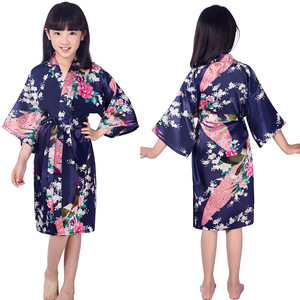 Design all'ingrosso con stampa floreale in seta Kimono accappatoio per <span class=keywords><strong>bambini</strong></span> pigiama da ragazza - Product Image 6