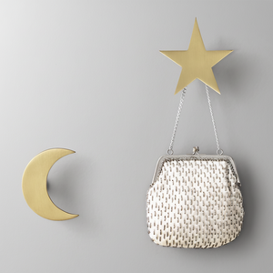 Crochets muraux en métal Star & Moon plaqué or pour la maison décorations de salon manteau chapeau clés crochets faits à la main - Product Image 1