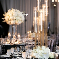 Candélabre moderne en métal doré et verre à 8 bras, centre de table décoratif pour mariage et événements, Simpson SPS-12 H 126cm