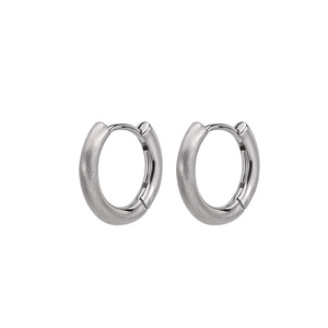 Dinle <b>Hoop</b> Earrings Brushed Plain <b>Small</b> Irregular Geometric Design For Men Fashion Jewelry - Product Image 2