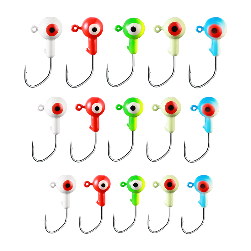 1/32oz,1/16oz,1/8oz,3/16oz nước mặn phát sáng tấn công Vua marabou crappie Jig đầu với lazer sắc nét lưỡi liềm Móc Câu Cá jigs móc