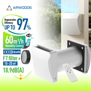 Ventilation de récupération de chaleur résidentielle petite unité ERV avec ventilateur CC <span class=keywords><strong>réversible</strong></span> contrôle sans fil en option pour l'utilisation de la chambre à coucher Cottage - Product Image 1