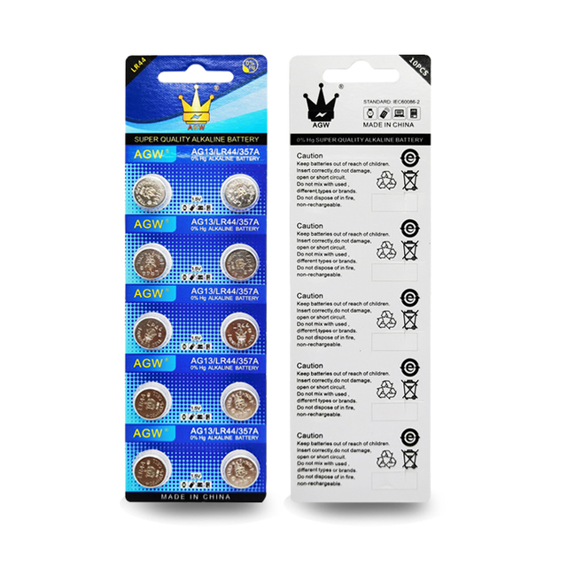 CROWN D LR44 AG13 High Power Capacity 0%Hg Certificate 1.5V Button Battery