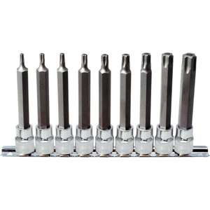 KS <b>TOOLS</b> - 918.3969 3/8'' CHROME plus Bit socket Torx tamperproof, long TB20-TB60 (9 pcs) - EAN 4042146357941 HAND SOCKETS 3/8" - Product Image 1