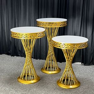 FS007 Gold Electroplated Metal Wedding Flower Centerpiece Stand 80cm <b>Tall</b> 50cm Round <b>Table</b> Floral Display Stand - Product Image 1