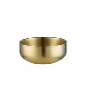 Bol à salade à double paroi en acier inoxydable 304 de style coréen, écologique, moderne, or et argent, pour le camping, la restauration, les soupes, les nouilles, les desserts - Product Image 4