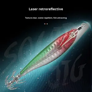 <span class=keywords><strong>Leurre</strong></span> de pêche aux crevettes lumineux de pêcheur de loisirs 9g niveau Laser de calmar appât souple artificiel dur imprimé carpe plastique peint à la bombe - Product Image 2