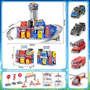 Grande Set Gioco Città con Suoni e Luci, Stazione di Polizia e Vigili del Fuoco Pieghevole, Pista Trasformabile per Bambini da 2 a 4 Anni, in Plastica - Product Image 3