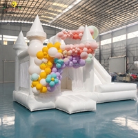 Château Gonflable Commercial Castillo pour Mariages, Château de Rebond en PVC Blanc avec Piscine à Balles