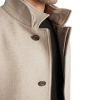 Manteau court élégant en laine mérinos beige pour hommes Veste trench décontractée à simple boutonnage avec fermeture à boutons