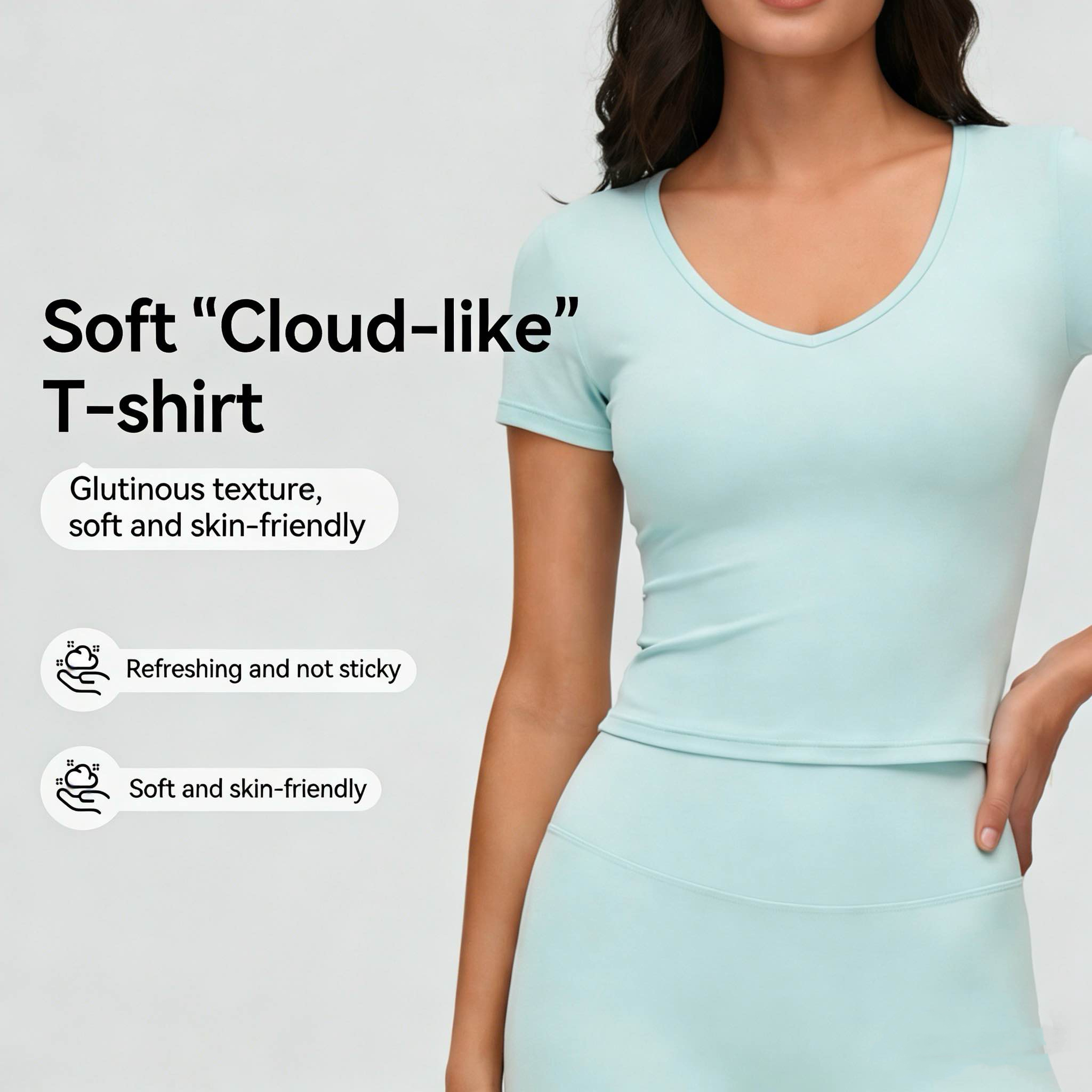 JCX Breathable V-neck Yoga Suit Short-sleeved Top Women's Slimming High-end Outer Wear Four-way Stretch Quick Dry Pilates