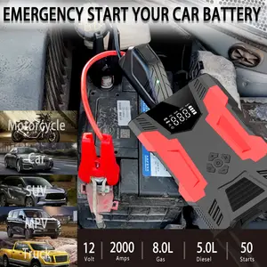 Portable 12V Car Battery Jump Starter With Air Compressor Emergency Booster Pack Jump Starters With Air Pump Tire Inflator
