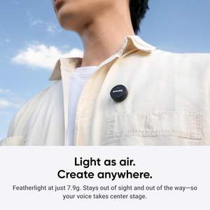 Microphone sans fil Insta360 Mic Air Lavalier (1 émetteur 1 récepteur) à réduction de bruit, portée de 300 m, type C, plastique, iPhone/Android/PC/Mac, Vlog - Product Image 3