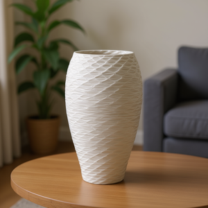 Vaso alto in porcellana testurizzata stampato in 3D per soggiorno, decorazione per la casa, complemento d'arredo per camera da letto - Product Image 3