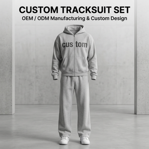 Custom Gray Hoodie Sweatshirt Set Men Casual Solid Color Fleece Zipper Hoodie <b>Tracksuit</b> Pants Hooded Sweatpants Set - Product Image 5