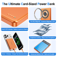 Batería Externa Magnética Inalámbrica de 5000mAh, Mini, Ligera, con Logotipo Personalizable, Carga Rápida Tipo C de 15W, Ideal para Viajes