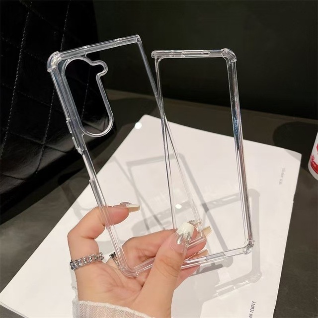 Batch Wholesale Samsung Z Fold 3 4 5 6 TPU+PC Flip Transparent Four Corner Anti Drop Hard Border Soft Bottom Phone case