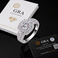Bijoux Or Blanc 13431 Argent Sterling 925 Anneaux Moissanite Double Carré Halo Bande Étanche pour la Vie Mariée