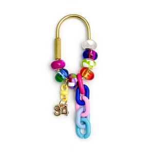 Colorful Bead <b>Bag</b> Chain Pendant With Metal Number Charm For Women Handbag Decor - Product Image 5