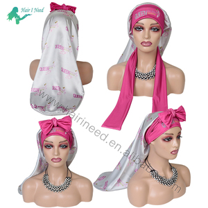 <span class=keywords><strong>Bonnet</strong></span> de nuit en satin personnalisé avec logo, bande élastique douce, pour femmes - Product Image 5