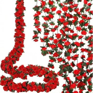 Guirlande de roses artificielles Wen Gui à suspendre au mur, décoration de mariage, guirlande de fleurs en soie pour la maison, la décoration de fête en extérieur - Product Image 3