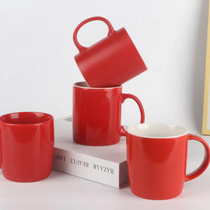 Simple Red <b>Ceramic</b> Mug Single Piece Solid Color For Office Home Or Couple Use - Product Image 4